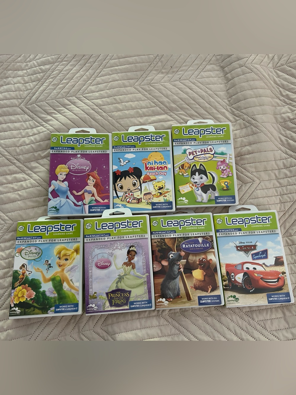 LeapFrog Leapster Games 7 Complete Games Cases Manuals Disney Cars, Ratatouille